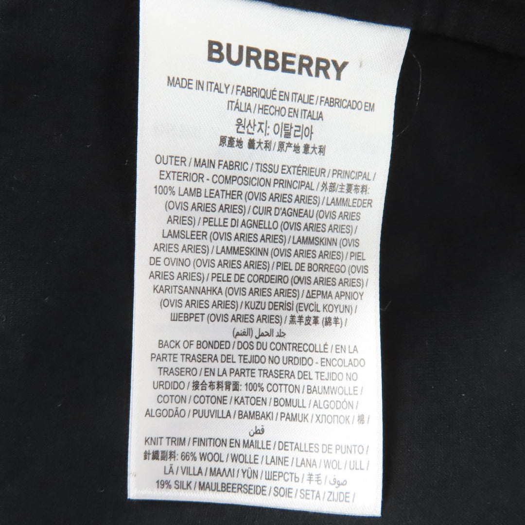 Excellent BURBERRY hoodie Knit-trimmed lambskin leather jacket with hood 38