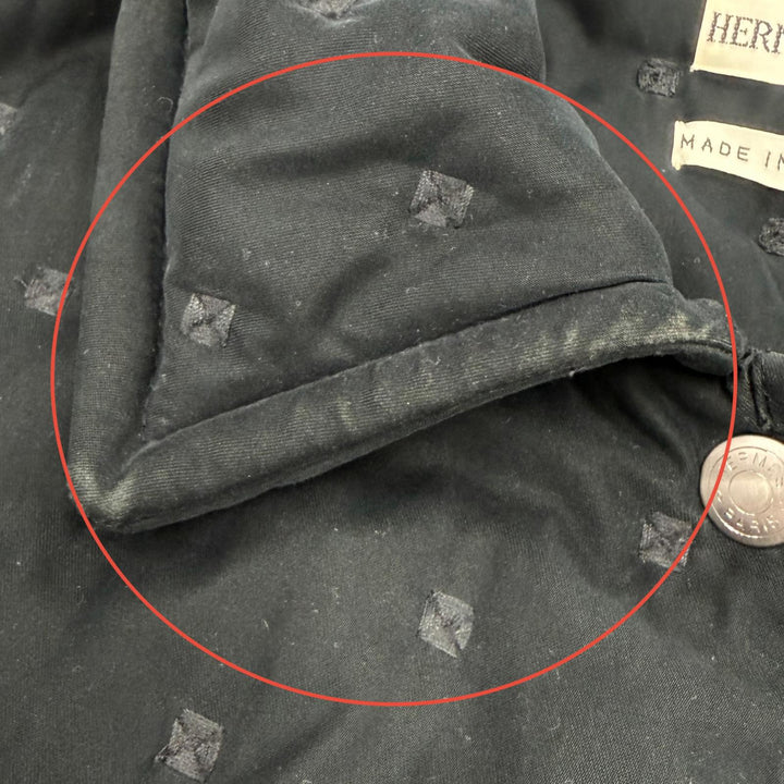 Great HERMES coat Margiela era, Sellier button, padded paddock coat black 36