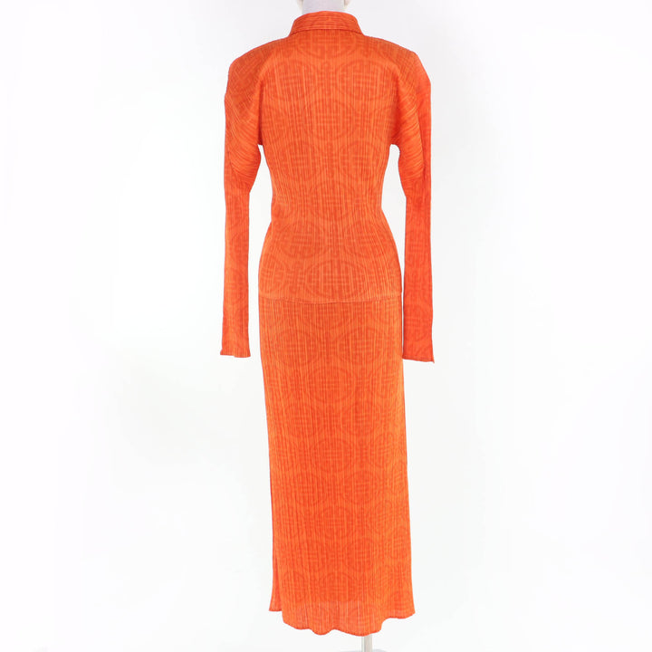 Excellent PLEATS PLEASE two-piece set All-over print design shirt/slit skirt 3