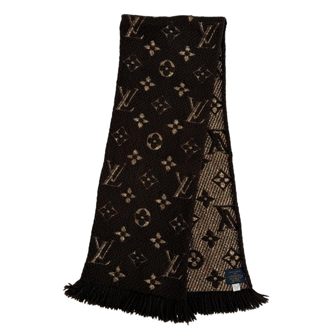 Great LOUIS VUITTON Scarf Escalp Logo Mania Shine Monogram fringe wool M71383