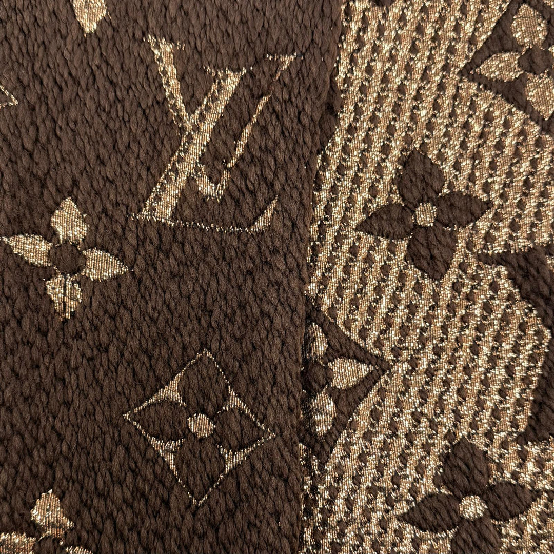 Great LOUIS VUITTON Scarf Escalp Logo Mania Shine Monogram fringe wool M71383