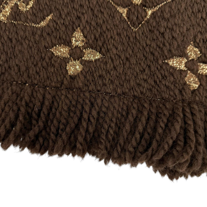 Great LOUIS VUITTON Scarf Escalp Logo Mania Shine Monogram fringe wool M71383