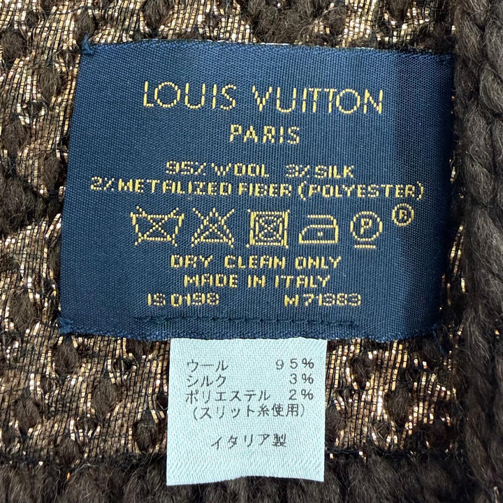 Great LOUIS VUITTON Scarf Escalp Logo Mania Shine Monogram fringe wool M71383