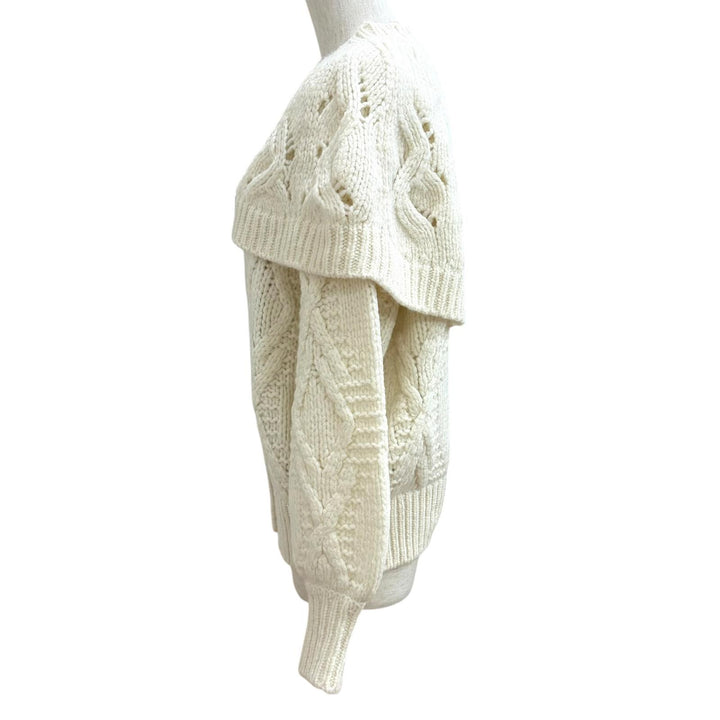 Excellent CHANEL cardigan off white wool Women 38 P71443