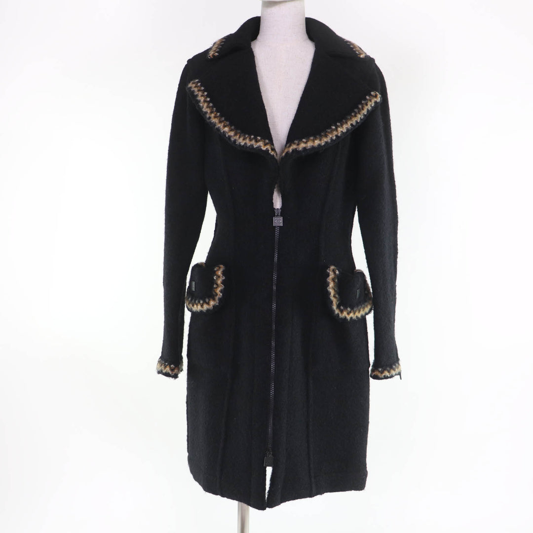 Excellent CHANEL coat Sports line COCO Mark ZIP UP Long Length 36 06A P29214
