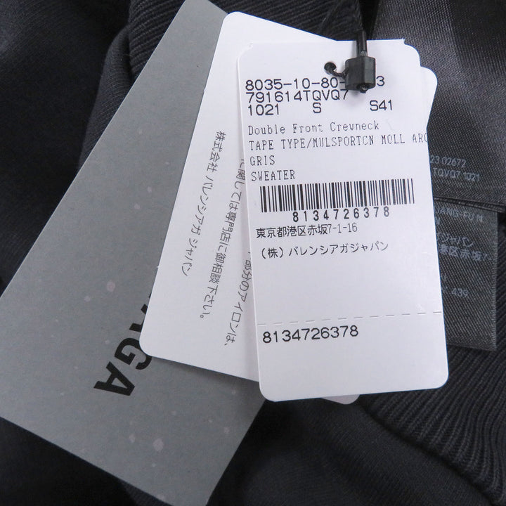 Pristine BALENCIAGA sweat DOUBLE FRONT CREW Tape logo, distressed finish