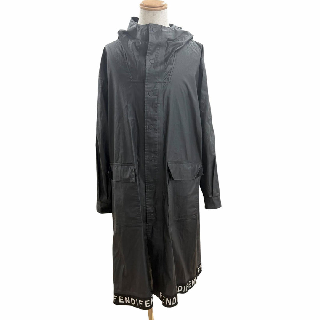 Excellent FENDI coat Reversible tape design tape logo black cotton mens 48