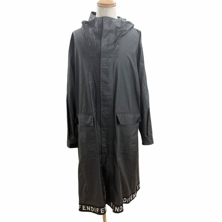 Excellent FENDI coat Reversible tape design tape logo black cotton mens 48