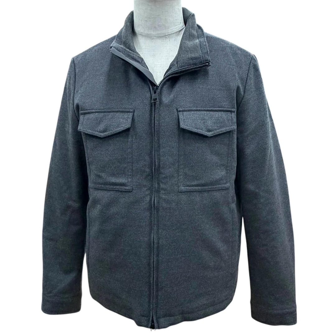 Excellent DUNO Down jacket double zip up gray wool mens 50 LM612E