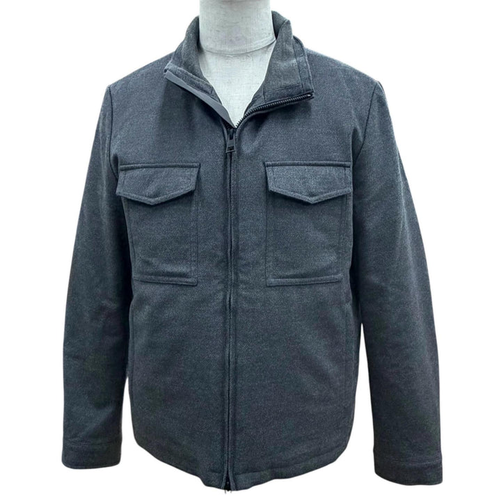 Excellent DUNO Down jacket double zip up gray wool mens 50 LM612E