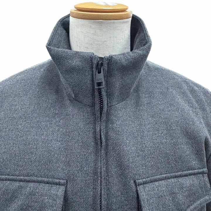 Excellent DUNO Down jacket double zip up gray wool mens 50 LM612E