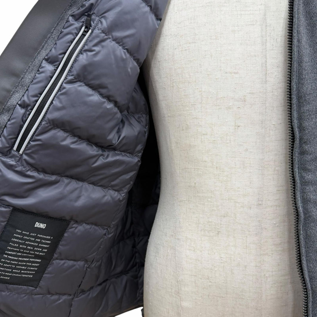Excellent DUNO Down jacket double zip up gray wool mens 50 LM612E