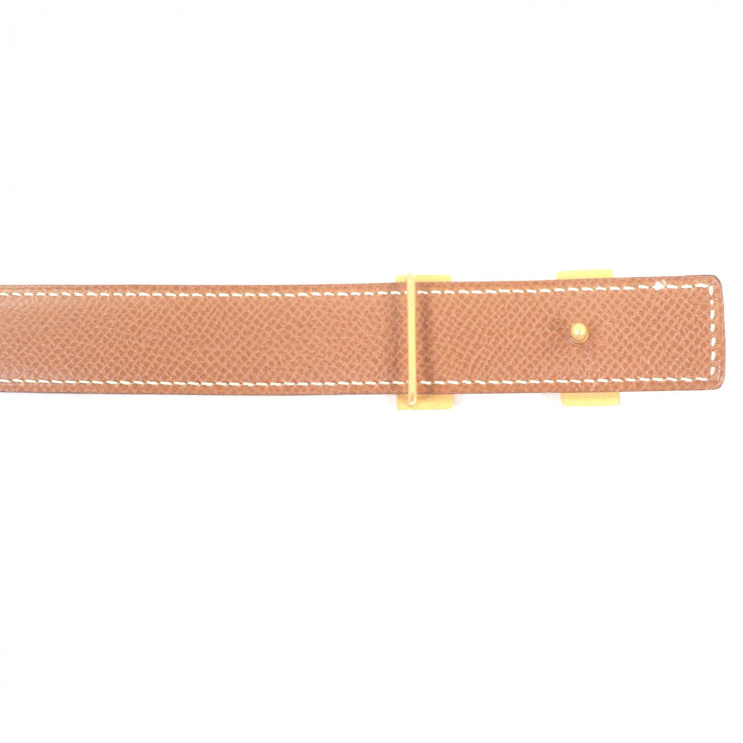 Very Good HERMES belt Margiela era H logo gold buckle Dark brown leather Women