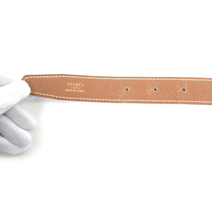 Very Good HERMES belt Margiela era H logo gold buckle Dark brown leather Women