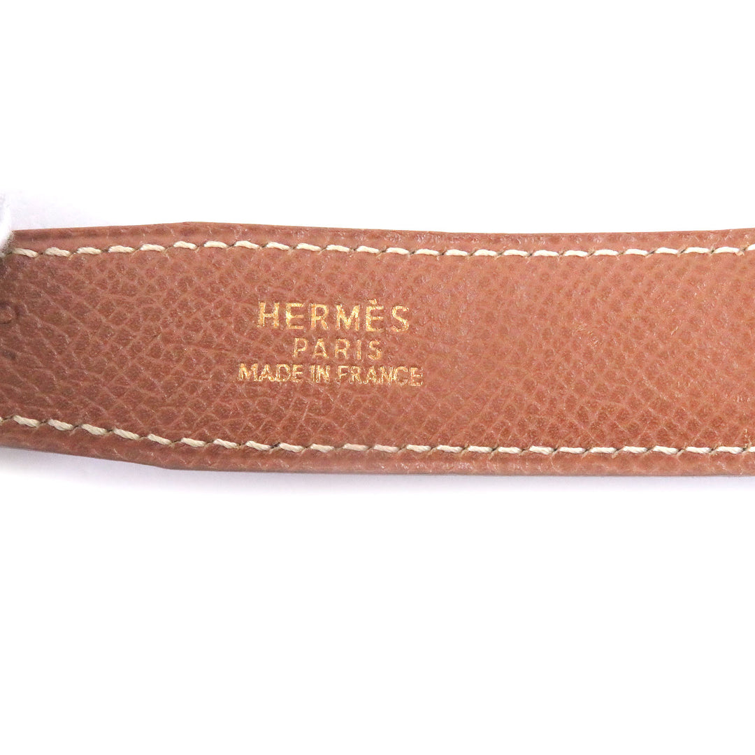 Very Good HERMES belt Margiela era H logo gold buckle Dark brown leather Women