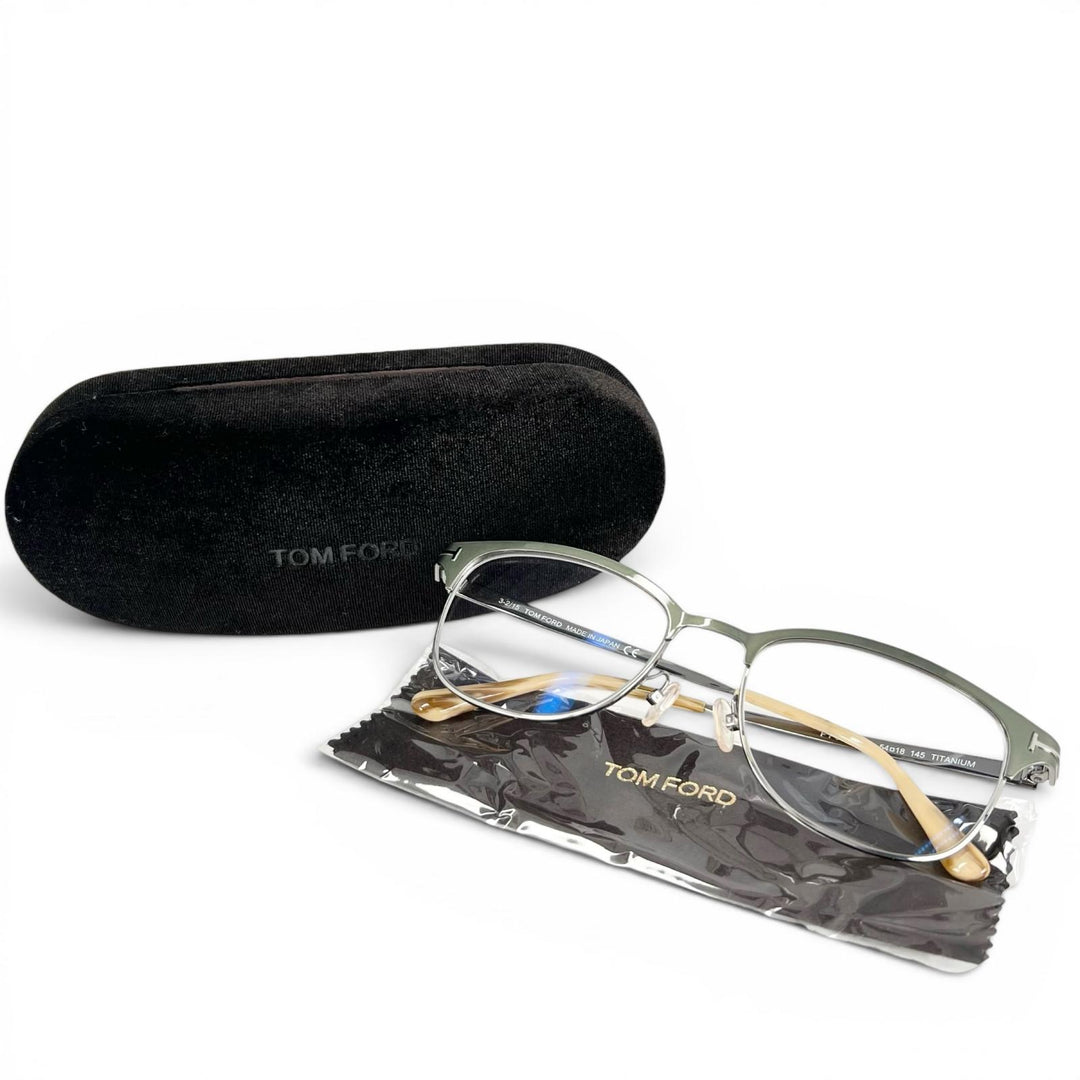 Excellent TOM FORD Glasses Thurmont Silver titanium mens FT5381