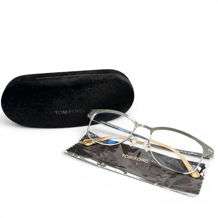 Excellent TOM FORD Glasses Thurmont Silver titanium mens FT5381