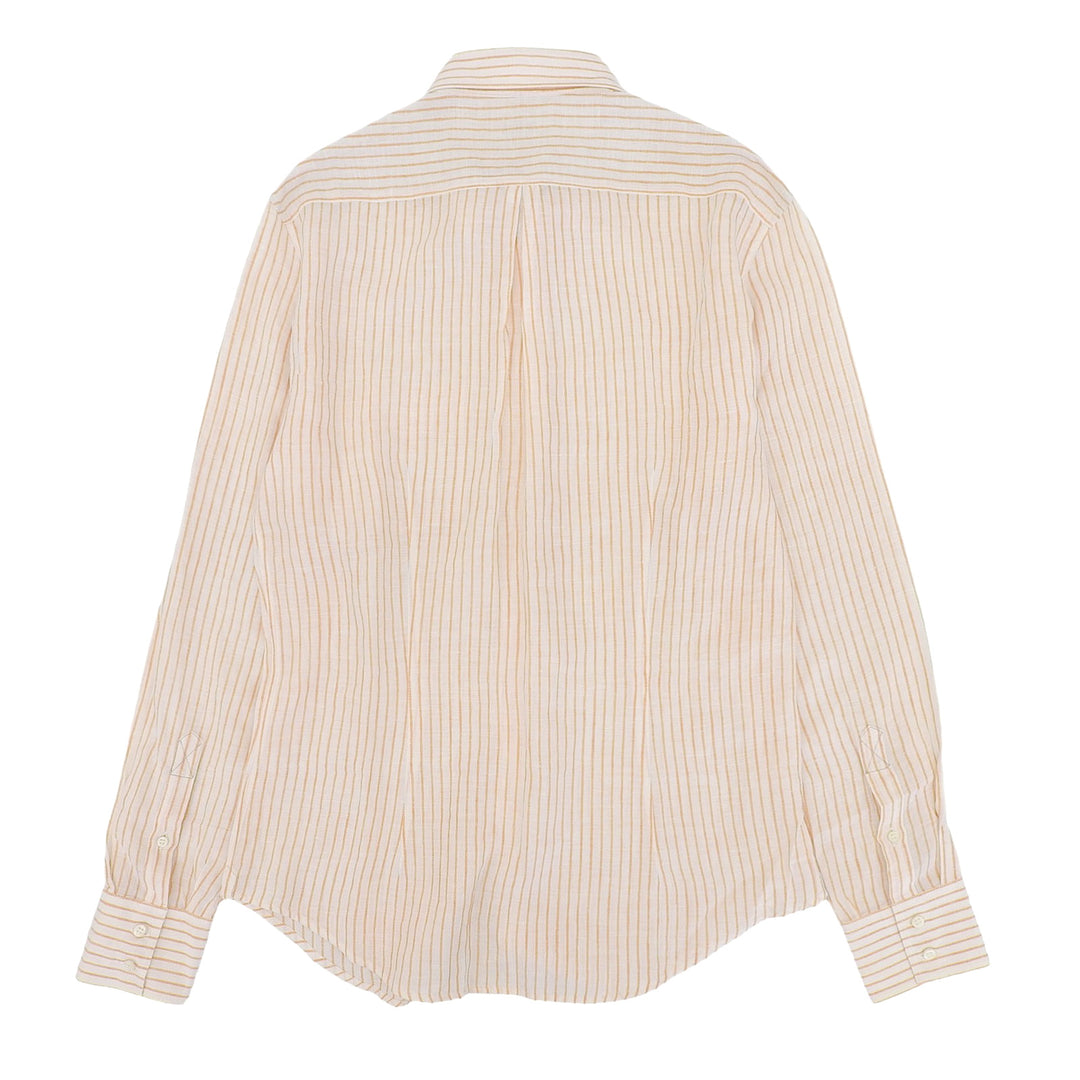 Great Brunello Cucinelli Long sleeve shirt Orange linen mens L