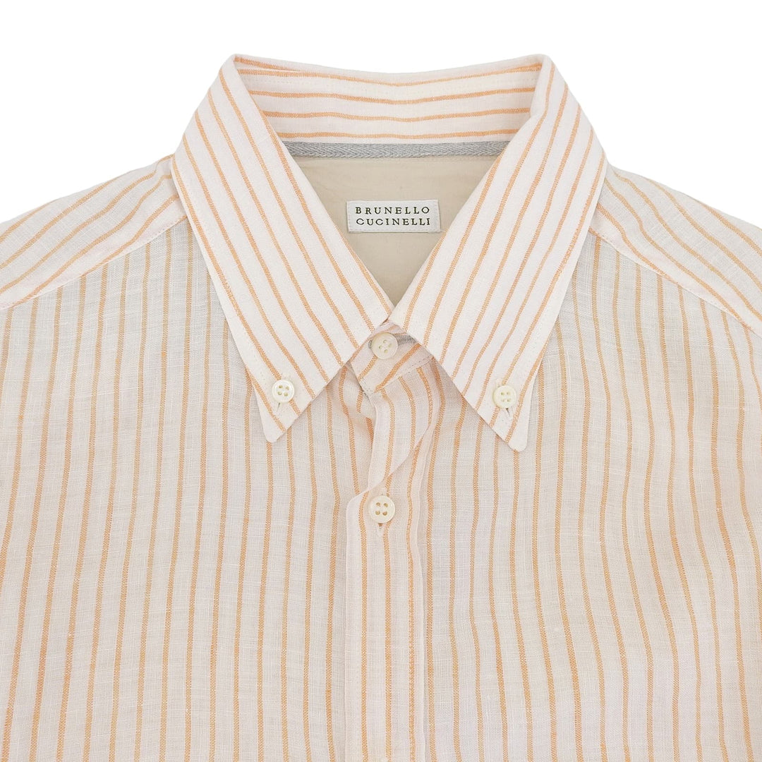 Great Brunello Cucinelli Long sleeve shirt Orange linen mens L