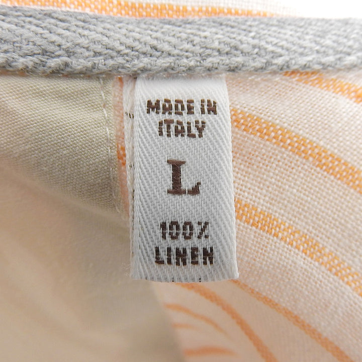 Great Brunello Cucinelli Long sleeve shirt Orange linen mens L