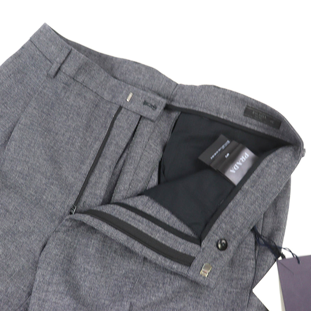 Pristine PRADA Pants Center-press slacks Anthracite wool 48 SPH434