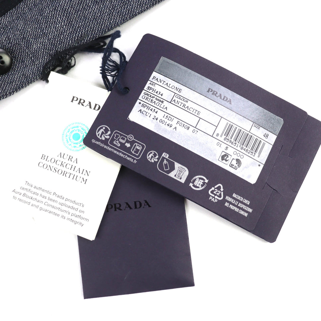 Pristine PRADA Pants Center-press slacks Anthracite wool 48 SPH434