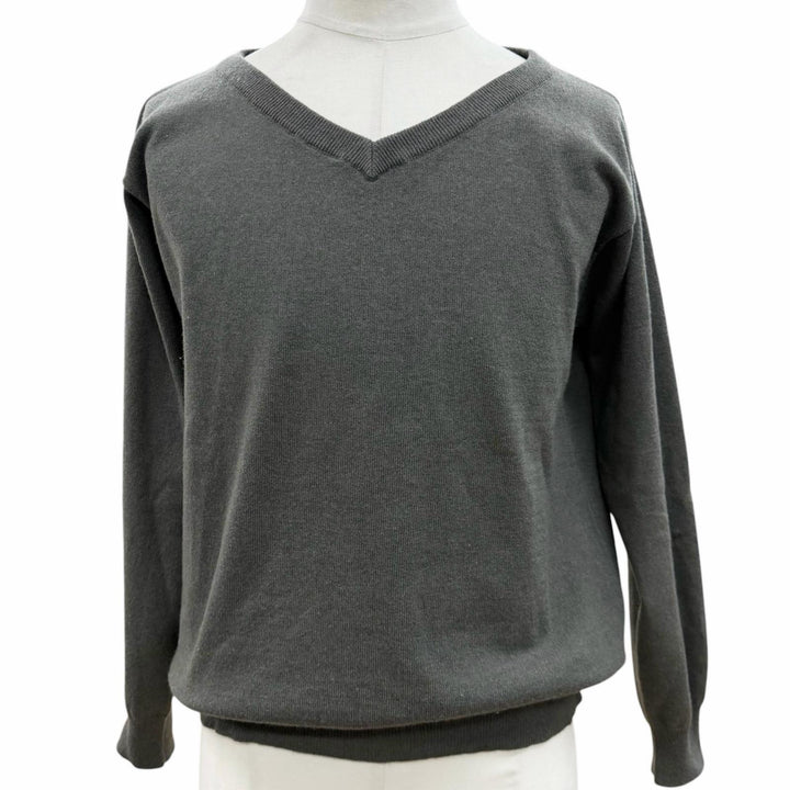 Excellent Brunello Cucinelli sweater V-neck pullover knit gray cashmere mens S