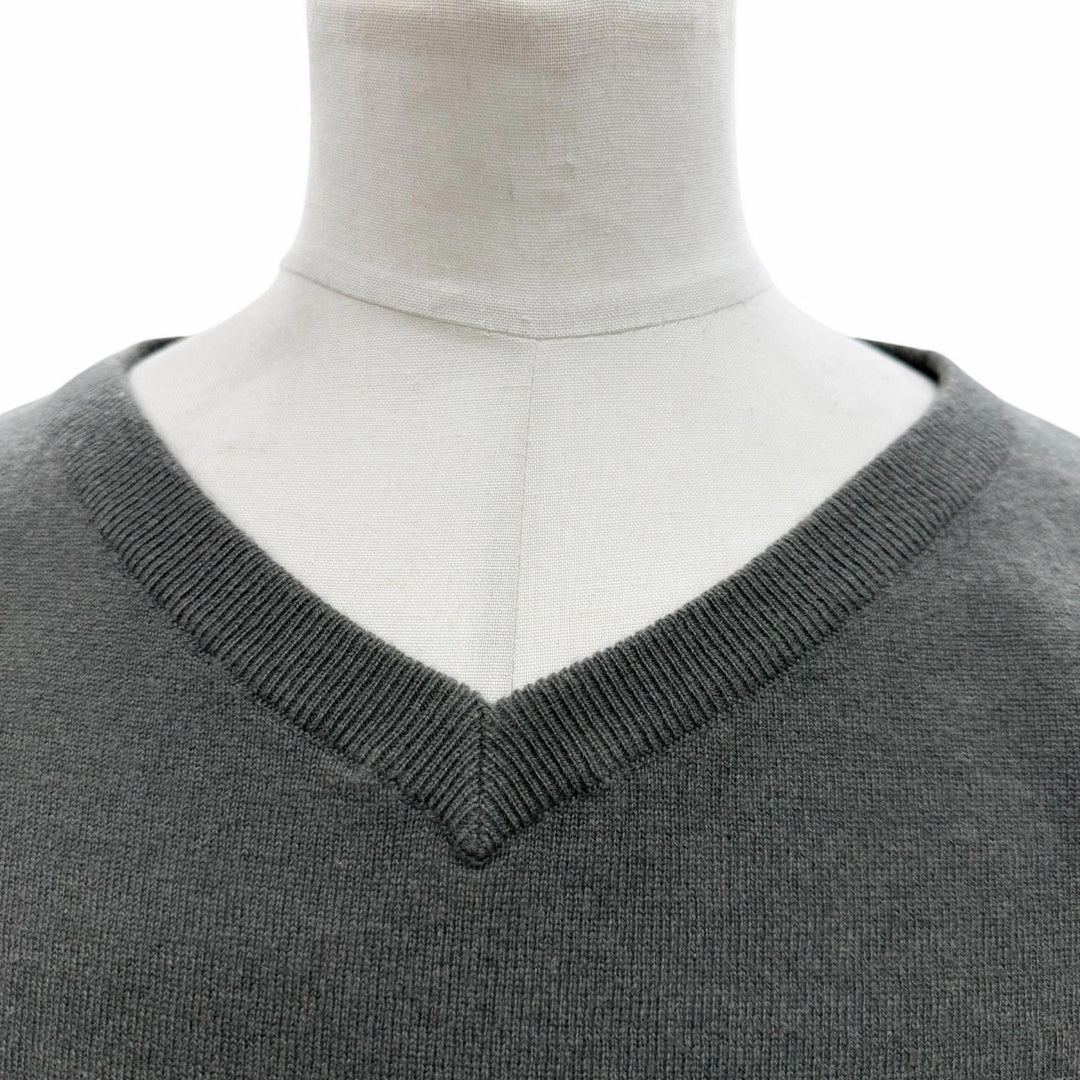 Excellent Brunello Cucinelli sweater V-neck pullover knit gray cashmere mens S