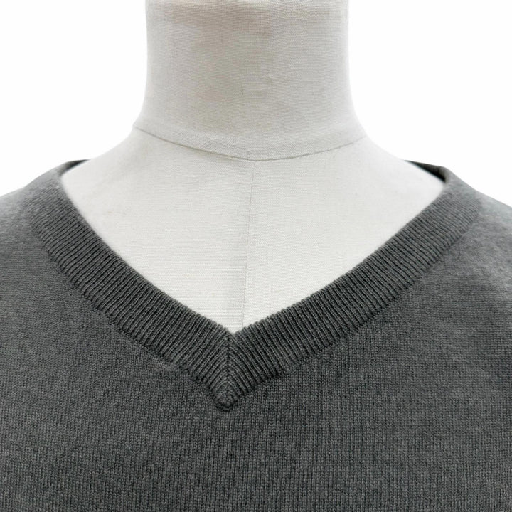 Excellent Brunello Cucinelli sweater V-neck pullover knit gray cashmere mens S