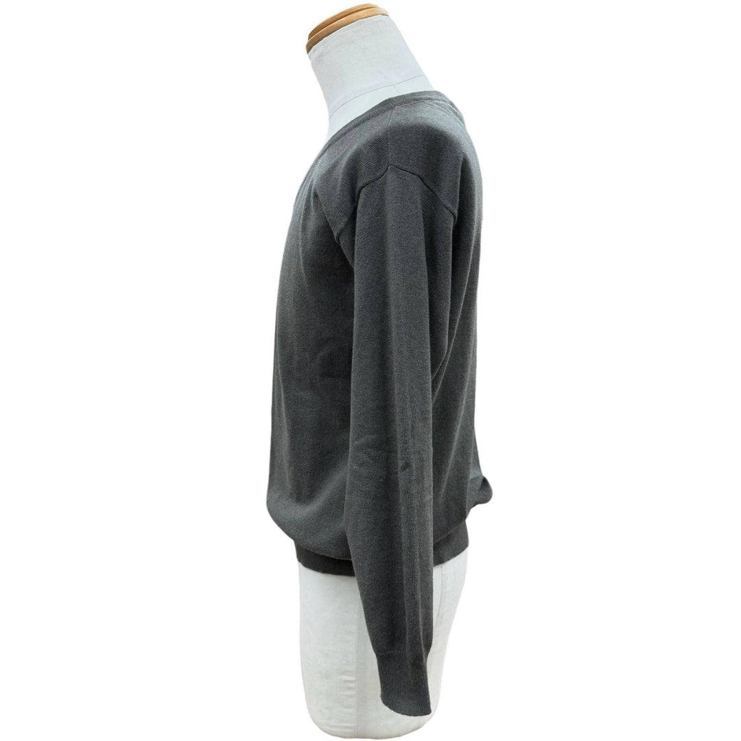 Excellent Brunello Cucinelli sweater V-neck pullover knit gray cashmere mens S