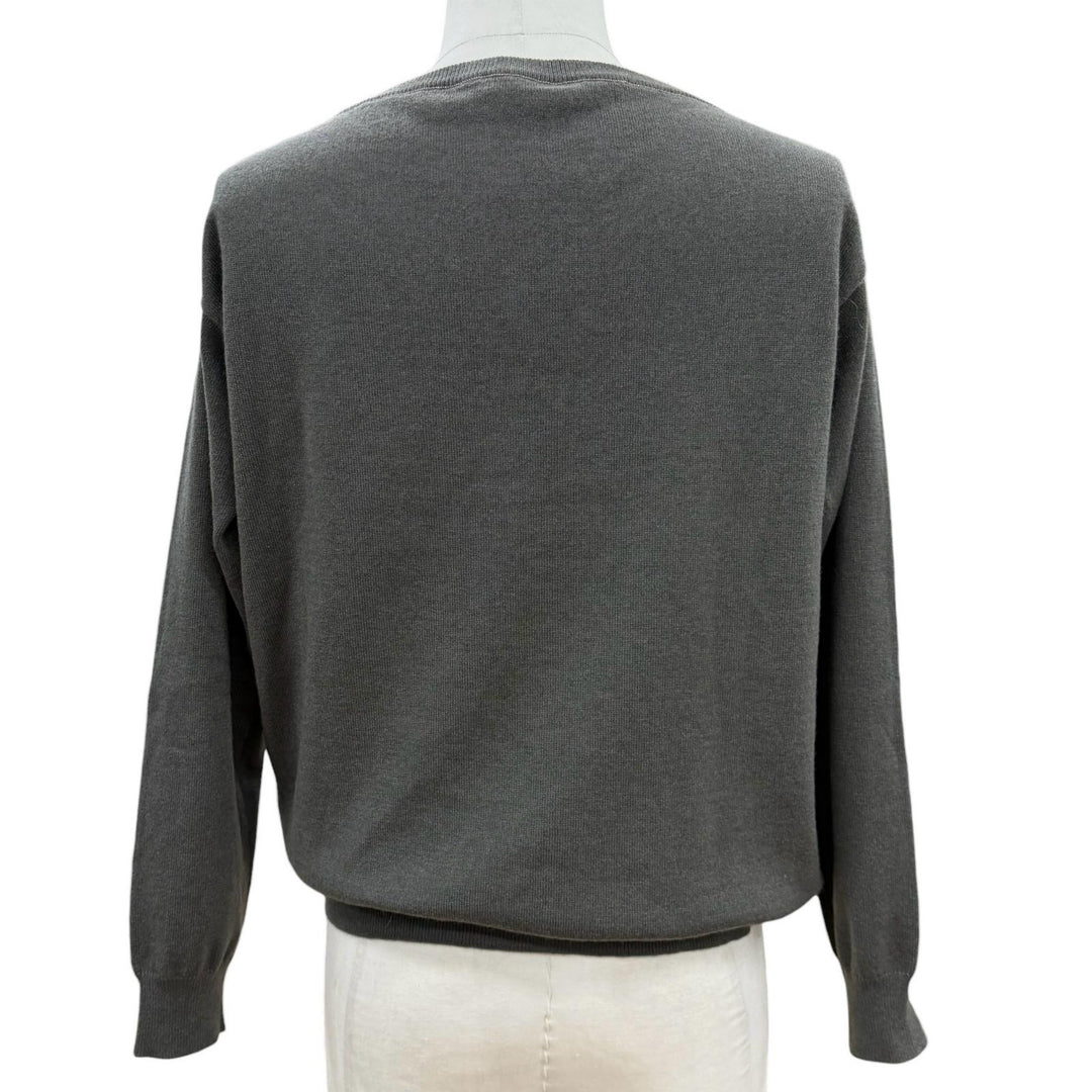 Excellent Brunello Cucinelli sweater V-neck pullover knit gray cashmere mens S