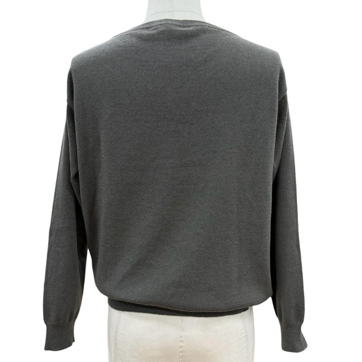 Excellent Brunello Cucinelli sweater V-neck pullover knit gray cashmere mens S
