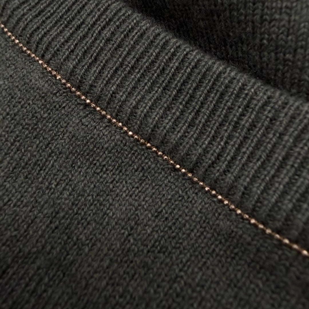 Excellent Brunello Cucinelli sweater V-neck pullover knit gray cashmere mens S