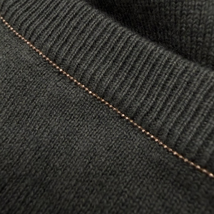 Excellent Brunello Cucinelli sweater V-neck pullover knit gray cashmere mens S