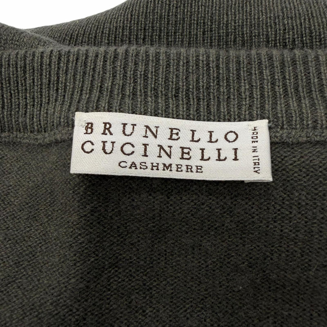 Excellent Brunello Cucinelli sweater V-neck pullover knit gray cashmere mens S