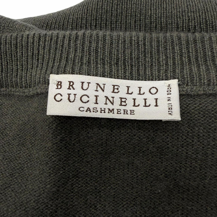 Excellent Brunello Cucinelli sweater V-neck pullover knit gray cashmere mens S