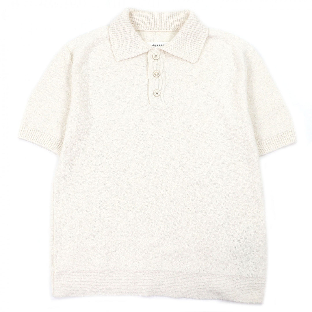 Excellent Maison Margiela 10 Short sleeve polo shirt Boucle knit Ivory