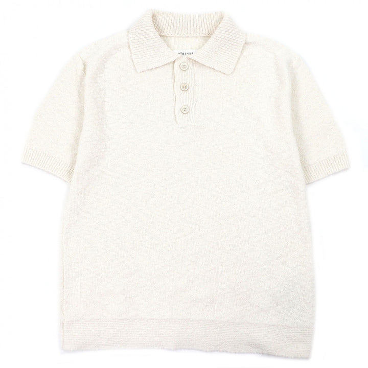 Excellent Maison Margiela 10 Short sleeve polo shirt Boucle knit Ivory