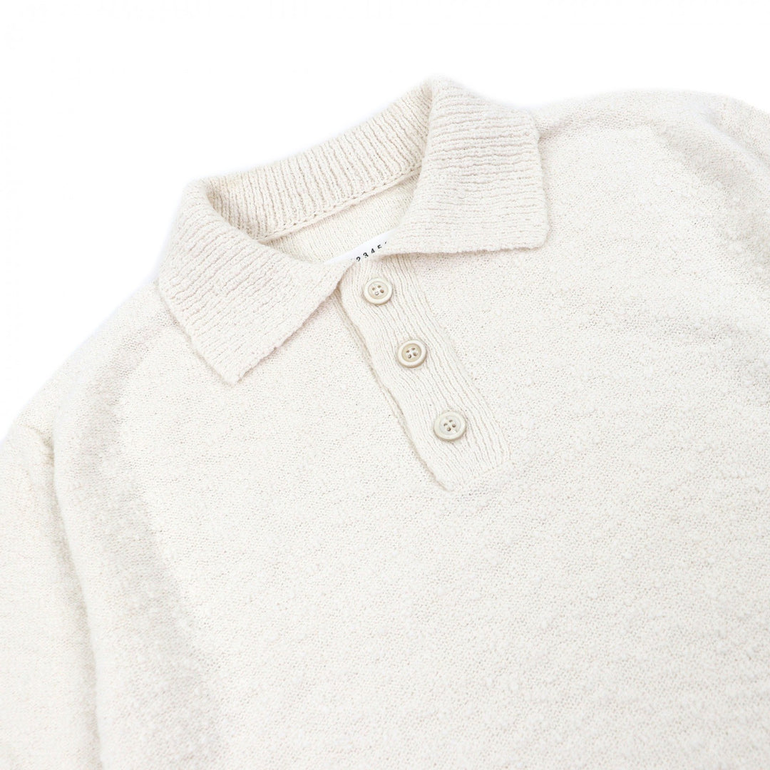 Excellent Maison Margiela 10 Short sleeve polo shirt Boucle knit Ivory