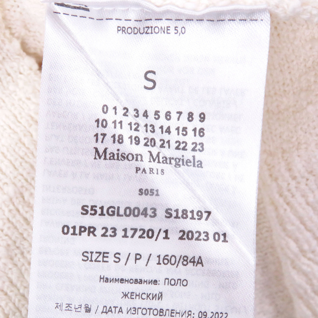 Excellent Maison Margiela 10 Short sleeve polo shirt Boucle knit Ivory