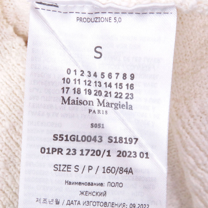 Excellent Maison Margiela 10 Short sleeve polo shirt Boucle knit Ivory