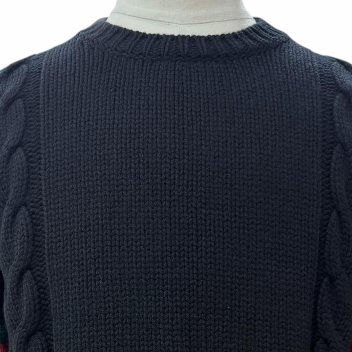 Great GUCCI sweater Web line, Sherry line knit black wool mens S 548115