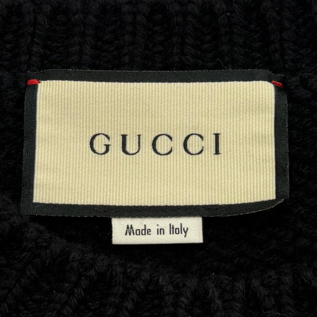 Great GUCCI sweater Web line, Sherry line knit black wool mens S 548115