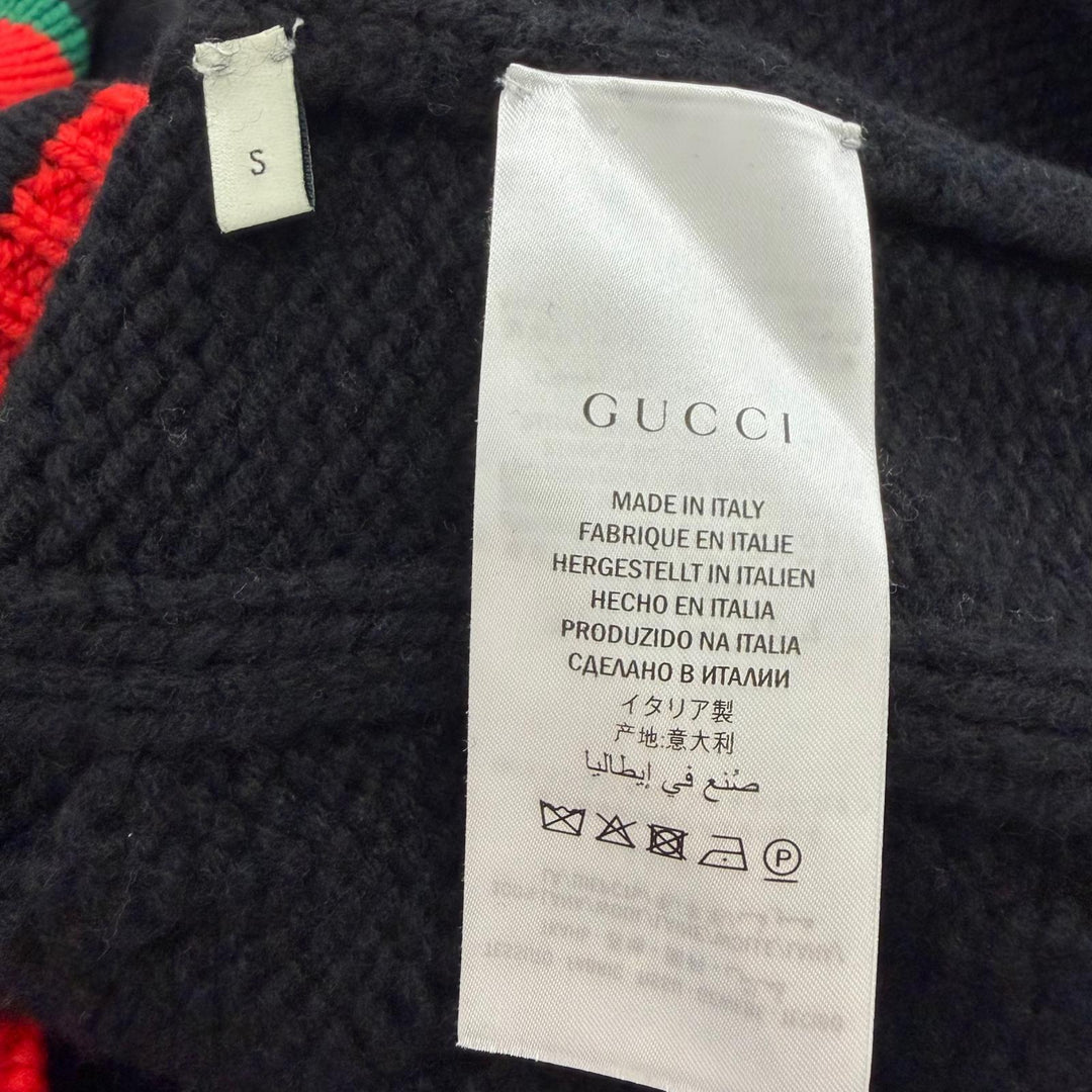 Great GUCCI sweater Web line, Sherry line knit black wool mens S 548115