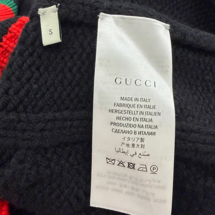 Great GUCCI sweater Web line, Sherry line knit black wool mens S 548115