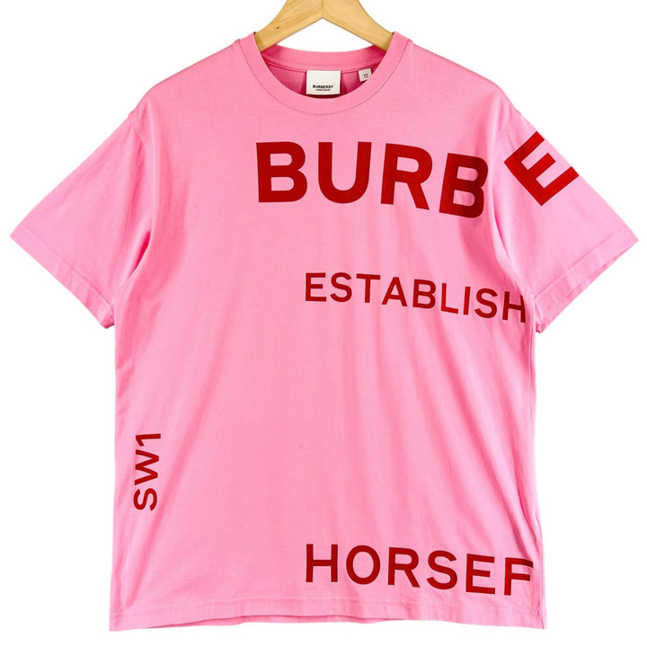 Great BURBERRY Short sleeve T-shirt Horseferry Tisch period pink cotton mens XS