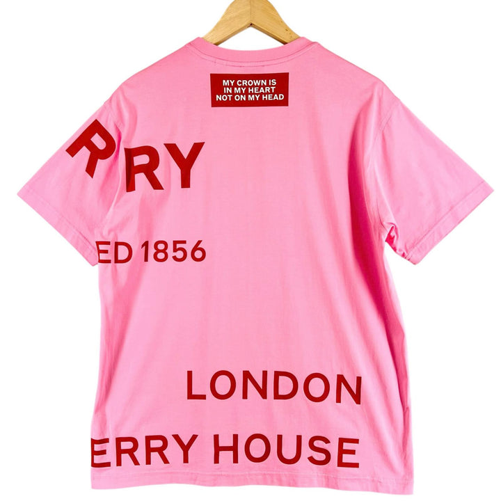 Great BURBERRY Short sleeve T-shirt Horseferry Tisch period pink cotton mens XS
