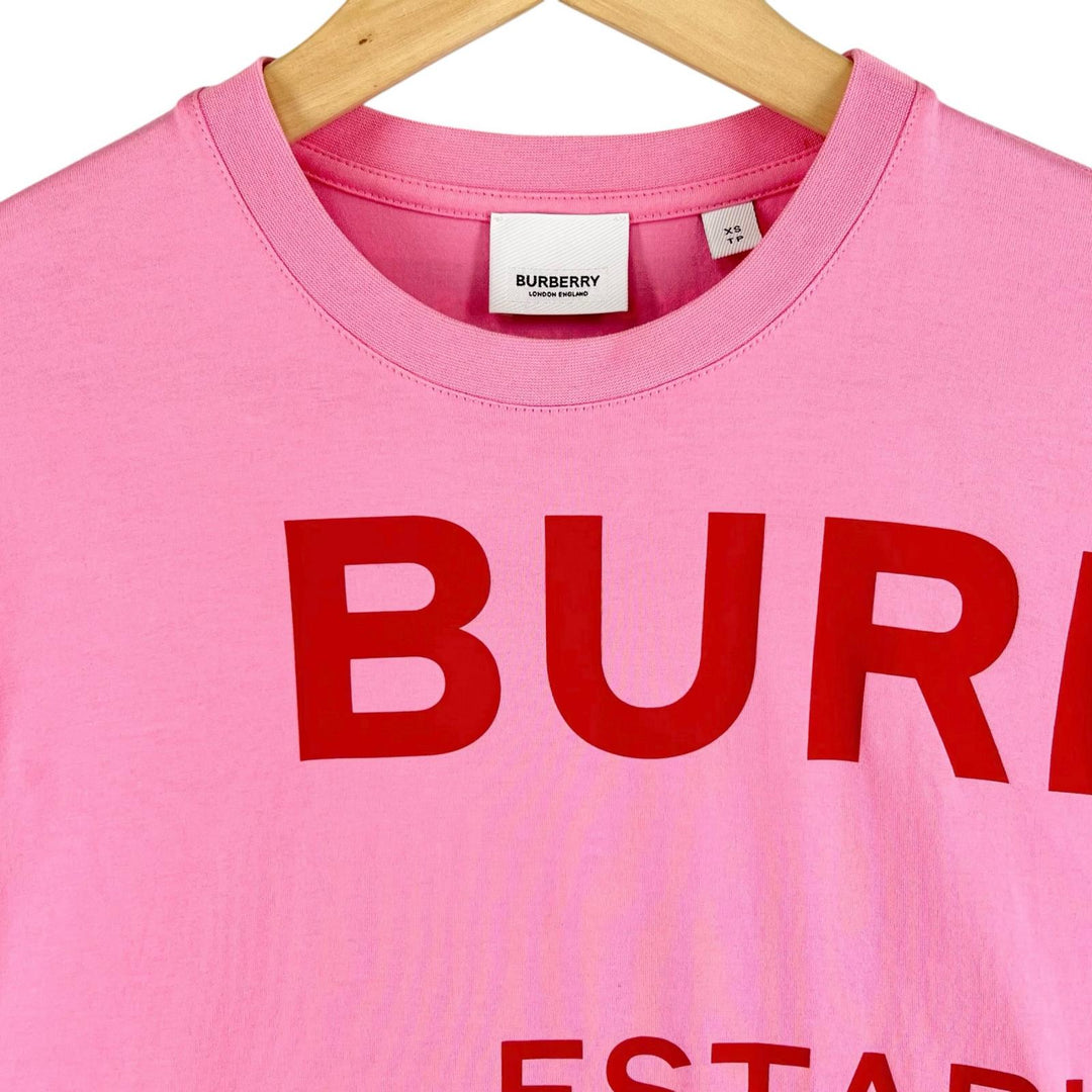 Great BURBERRY Short sleeve T-shirt Horseferry Tisch period pink cotton mens XS