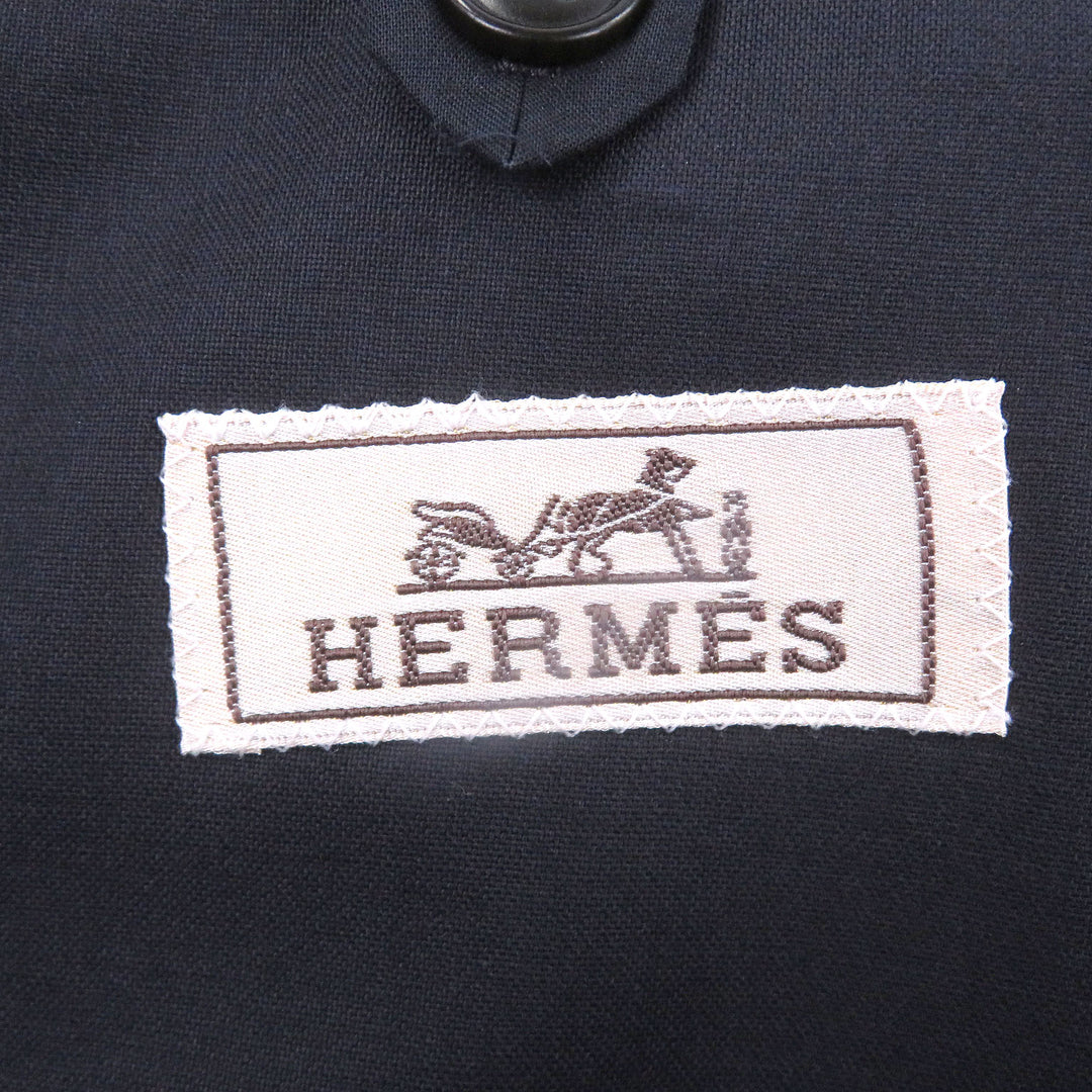 Excellent HERMES tailored jacket single Navy hair mens 50