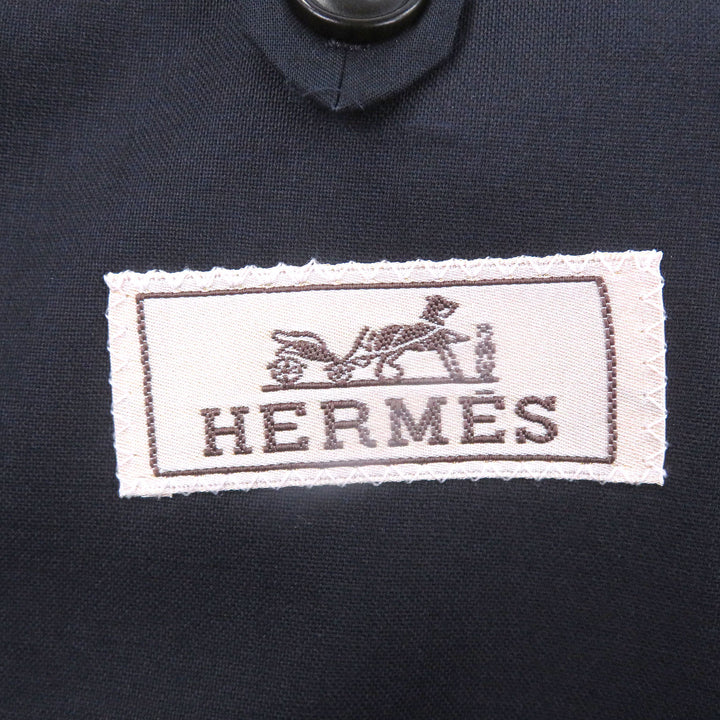 Excellent HERMES tailored jacket single Navy hair mens 50